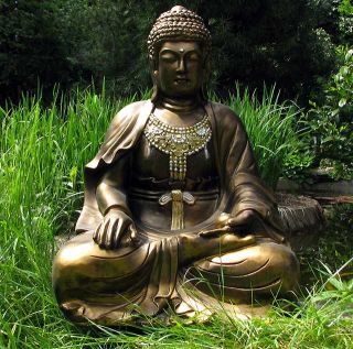 RIESIGE MEDITIERENDE BUDDHA FIGUR 65 CM GARTEN WETTERFEST FENG SHUI