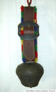 Original Messing Alpenschelle_Kuhglocke_Glocke mit Band_8 cm