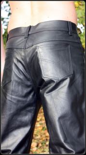 Lederhose Pouch echt Leder Hose Lederjeans black leather pants