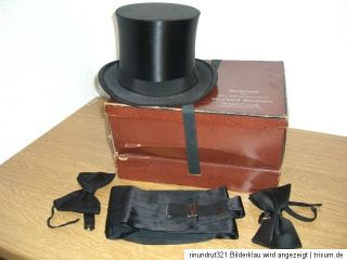 alter Chapeau Claque Klappzylinder mit Hutschachtel alter Zylinder aus