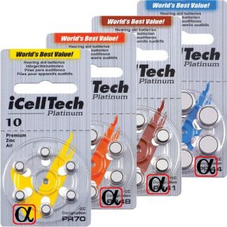 60 iCellTech Hörgeräte Batterien Typ 10, 13, 312, 675