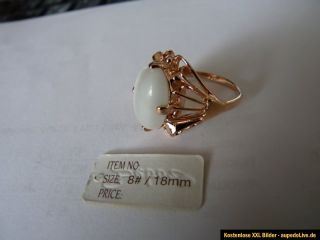 Damenring Rotgold Ring Damen mit weißen Stein 1cm x 0,5cm NEU Gr. 18