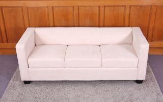3er Sofa Couch Loungesofa M65, Leder, Kunstleder, Mikrofaser, schwarz