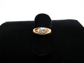 R708 585er 14kt Rotgold Gold Ring Bandring mit Altschliff Brillant