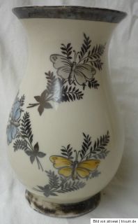 alte Vase Dekor Feinsilber RW Bavaria   50er Jahre   Schmetterlinge