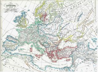 Antiquarische alte Landkarte EUROPA Franken Karl der Grosse Charles