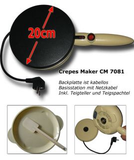 Crepesmaker 20cm Platte inkl. Zubehör Crepe Plate Crepemaker