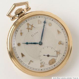 ELGIN FREIMAURER   Taschenuhr, Feinregulierung, 5 verschraubte Chatons