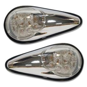 LED Mini Verkleidungsblinker Motorrad chrom klares Glas 65x30x22mm
