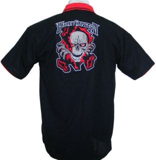 Biker Skull Shirt Polo Shirt Gr. (XXL) Motiv 1a gestickt