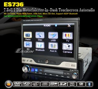 ES736 GE 7 Zoll 1 Din motorisiert er Touchscreen Car DVD Player mit
