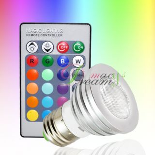 3W E27 Remote Control LED Bulb Light 16 Color Changing