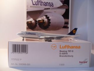 Herpa Wings 1500 Lufthansa Boeing 747 8 D ABYA Brandenburg Artnr