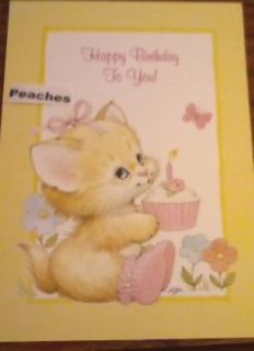 Ruth Morehead Cat with Cupcake Birthday Greeting Card