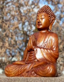 schöner 20,5 cm Gebet BUDDHA Meditation HOLZ BUDDA Feng Shui 738