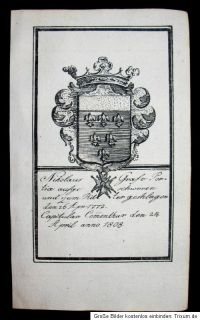 1809 Wappen Nikolaus Graf v. Porcia Porzia Portia bayerischer
