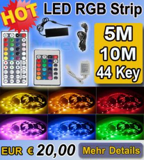 5M RGB LED Strip Leiste Streifen Band 5050 SMD + 24 Key Fernbedienung