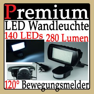 LED Außenstrahler Baustrahler Fluter +120° Bewegungsmelder 140 LEDs