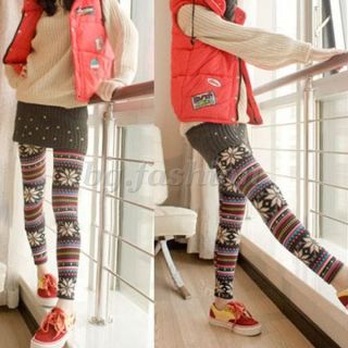 NEW Ladies Knitted Stockings Snowflakes Pattern Leggings Tights