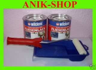 2x750ml FLIESENLACK WEIß Fliesenfarbe + LACKIERSET