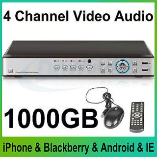 CCTV Surveillance 4 Channel 1000GB Storage Security Video Audio Net H