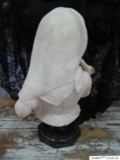 MÄDCHEN BÜSTE 19. Jhdt P. Bazzanti FLORENCE Alabaster BUST Skulptur