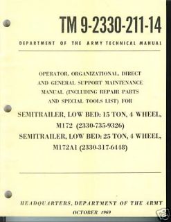 Semitrailer, Low Bed,15 Ton M172,M172A1, Operator/Maint