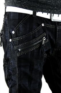KOSMO LUPO Jeans Designer Hose Schwarz mit Zipper Cargo Clubwear W31