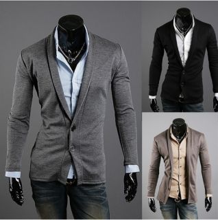 Men Premium fashion V lapel two button Cardigan Black,Dark Grey,Light