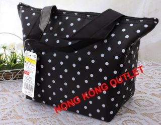 Bento Lunch Box Thermal Insulated Cooler Bag Keep Hot Cold Black Dot