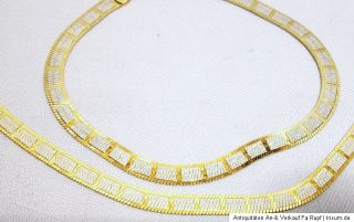 ARU Damen Schmuck Set Kette Collier mit Armband 925 Silber vergoldet