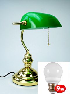 Bankerlampe Schreibtischlampe Banker Lamp grün/gold NEU