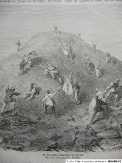 Auf dem Aschekegel des Vesuv in Italien, Holzstich 1866 Xylographie