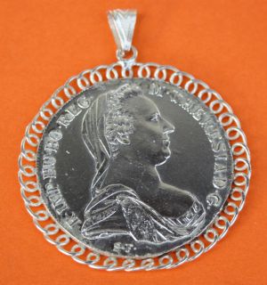  Maria Theresia Taler Silber Muenze 833 1000 Silver Coin Pendant TOP