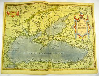 SCHWARZES MEER UKRAINE KRIM TÜRKEI RUSSLAND ATLAS KARTE ORTELIUS 1595