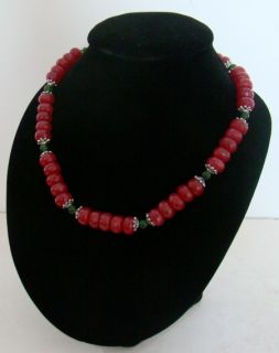 Traumhafte Rubin Smaragd Kette Halskette Collier 47cm neu Nr.02084710