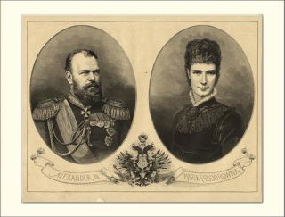 ZAR ALEXANDER & MARIA FEODOROWNA RUßLAND HOLZSTICH L839