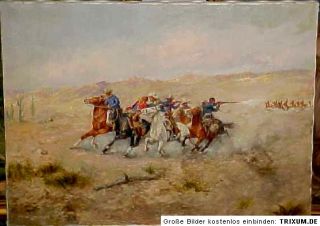 Verfolgungjagd Cowboys Indianern sign. Rosenhauer Wilder Westen