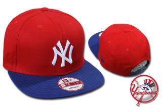 ERA SNAPBACK CAP NEW YORK YANKEES COTTON BLOCK SCARLET/ROYAL MLB #856