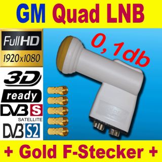 Quad LNB Premium 0,1 db Quattro Switch Full HD Digital 4 Teilnehmer