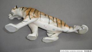 Große Royal Dux Böhmen Porzellanfigur Tiger 50cm Porzellan Figur Top