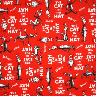 Robert Kaufman Dr Seuss Suess The Cat In The Hat Book Cover Red Quilt