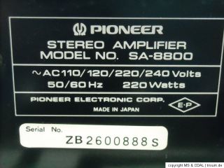 Pioneer Vollverstärker •☆• SA   8800 •☆• Blaue Serie