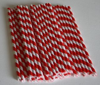 Paper Straws rot blau grau *10 Stück* Stripes Party Retro Strohhalme