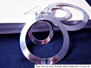 Ohrring Ohrhänger Ohrstecker Farbe Silber Groß Kreis Sexy XXL Neu