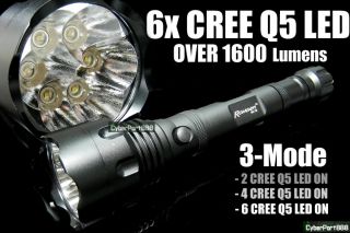 1600L CREE 6xQ5 LED Lampe Taschenlampe +3.7v+ LADEGERAT