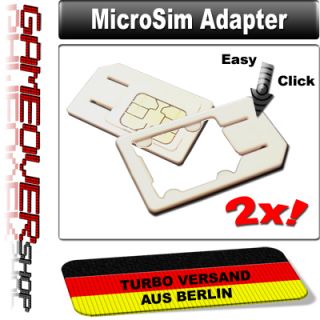 2x MicroSim Adapter Halterung für Karte Card Micro Sim / click weiss