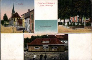 34583 Gruß aus Mulsach 1916. Schule,Kirche,Erholungsheim