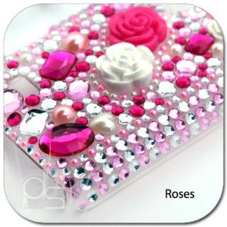 Pink Rose BLING Crystal Gem Hard Skin Case Back Cover For T mobile HTC