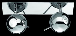 NEU HALOGEN STRAHLER 2x35W LAMPE DESIGN CHROM KUGEL
